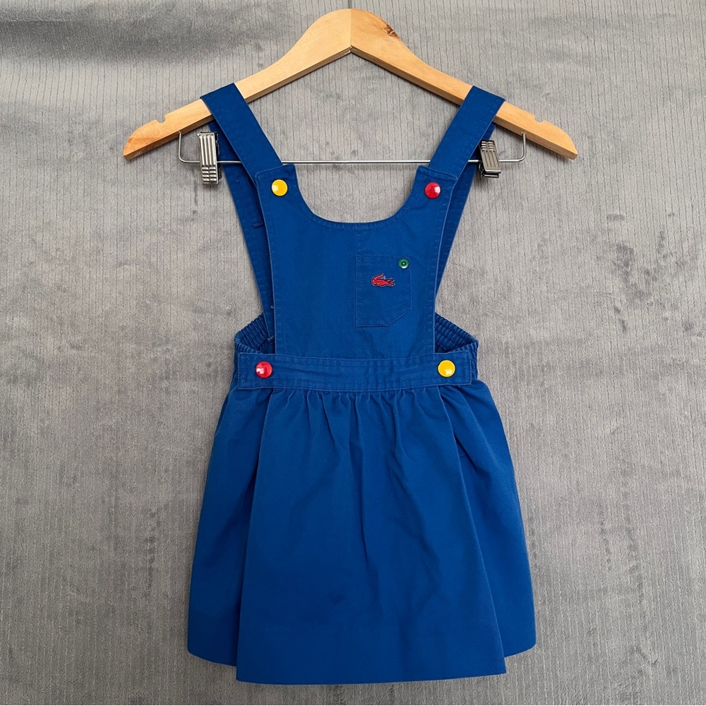 Vintage Izod Lacoste Colorful 90s Blue Dress Overalls Sz 4T